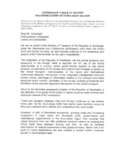 Speech by Elmar Farajov, Head of TRACECA, Ministry of Transport, Republic of Azerbaijan