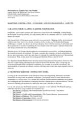 Presentation by Captain Navy Isto Mattila, Finish Border Guards Headquarters