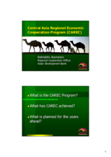 Presentation by the Central Asia Regional Economic Cooperation Program