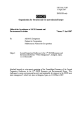 Consolidated summary of the second preparatory conference for the 15th OSCE Economic and Environmental Forum