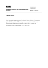 Presentation by Josefina Maestu, Ministry of Environment, Spain