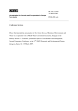 Presentation by Eszter Kovacs, Ministry of Environment and Water of Hungary in co-operation with UNECE Water Convention Secretariat