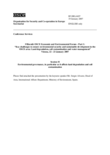 Presentation by Sergio Alvarez, Head of Area, International Affairs Department, Ministry of Environment, Spain