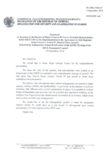Statement by the Delegation of Armenia in response to the report of the Personal Representative of the OSCE Chairperson-in-Office for Article IV of Annex 1-B of the Dayton Peace Accords, Major General M. Torres