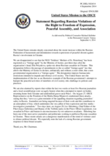 Statement by the Delegation of the United States of America on the freedom of peaceful assembly and association in the Russian Federation