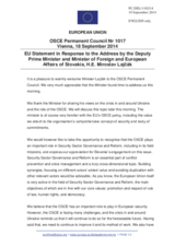 Statement by the Italian EU Presidency in response to the address by the Deputy Prime Minister and Minister of Foreign and European Affairs of the Slovak Republic, H.E. Miroslav Lajčák