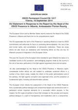 Statement by the Italian EU Presidency in response to the report by the Head of the OSCE Presence in Albania, Ambassador Florian Raunig