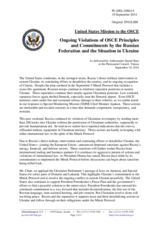 Statement by the Delegation of the United States of America on the ongoing violations of OSCE principles and commitments by the Russian Federation and the situation in Ukraine