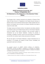 Statement by the Italian EU Presidency on the abduction of Estonian police officer Mr. E. Kohver