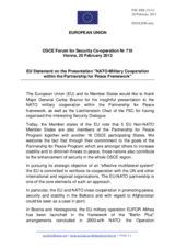 Statement by the Irish Presidency of the Council of the EU in response to the presentation by Major General Carlos Branco, Director Cooperation and Regional Security Division, NATO International Military Staff