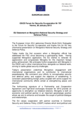 Statement by the Irish Presidency of the Council of the EU in response to the presentation Mr. Munkh-Ochir Dorjjugder, Director of the Administration Department of the Ministry of Defence of Mongolia