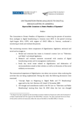 Report on Transition from Analogue to Digitial Broadcasting in Armenia