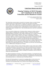 Statement by the Delegation of the United States of America on the ongoing violations of OSCE principles and commitments by the Russian Federation and the situation in Ukraine