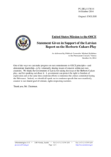 Statement by the Delegation of the United States of America in response to the statement by the Delegation of Latvia on the Herberts Cukurs play in Latvia