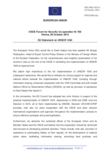 Statement by the Italian EU Presidency in response to the presentation by Mr. S. Federyakov, Head of the Export Control Policy Division, Department for Non-Proliferation and Arms Control, Ministry of Foreign Affairs of the Russian Federation