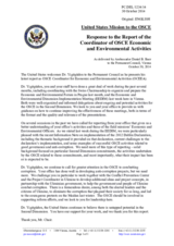 Statement by the Delegation of the United States of America in response to the report by the Co-ordinator of OSCE Economic and Environmental Activities, Dr. Halil Yurdakul Yigitgüden
