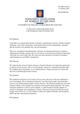 Statement by the Delegation of Norway on the early parliamentary elections in Ukraine, held on 26 October 2014