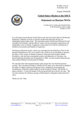 Statement by the Delegation of the United States of America on the Russian NGOs Memorial Society and Committee of Soldiers’ Mothers