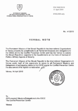 Response by the Delegation of Slovakia to the Questionnaire on the Code of Conduct on Politico-Military Aspects of Security Response by the Delegation of Slovakia to the Questionnaire on the Code of Conduct on Politico-Military Aspects of Security