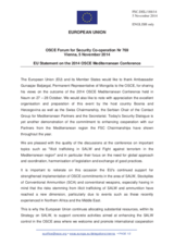 Statement by the Italian EU Presidency in response to the presentation on the follow-up on the 2014 OSCE Mediterranean Conference by H.E. Ambassador G. Batjargal, Permanent Representative of Mongolia to the OSCE