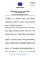 Statement by the Italian EU Presidency in response to the presentation on the Dayton Peace Accords by Major General M. Torres, Personal Representative of the Chairperson-in-Office for Article IV of Annex 1-B of the Dayton Peace Accords