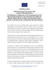 Statement by the Italian EU Presidency in response to the report by the OSCE Senior Adviser on Gender Issues, Ambassador Miroslava Beham