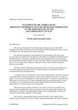 Statement by the Delegation of the Russian Federation in response to the report by the OSCE Senior Adviser on Gender Issues, Ambassador Miroslava Beham