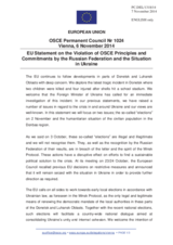 Statement by the Italian EU Presidency on the ongoing violations of OSCE principles and commitments by the Russian Federation and the situation in Ukraine