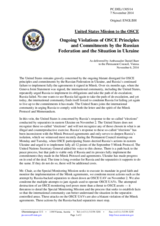 Statement by the Delegation of the United States of America on the ongoing violations of OSCE principles and commitments by the Russian Federation and the situation in Ukraine