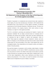 Statement by the Italian EU Presidency on the United Nations International Day to End Impunity for Crimes against Journalists