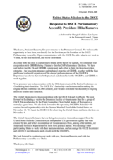 Statement by the Delegation of the United States of America in response to the address by the President of the OSCE Parliamentary Assembly, Mr. Ilkka Kanerva
