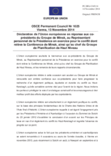 Déclaration de l’Union européenne en réponse aux coprésidents du Groupe de Minsk, au Représentant personnel de la Présidence en exercice pour le conflit dont relève la Conférence de Minsk, ainsi qu’au chef du Groupe de Planification de Haut Niveau