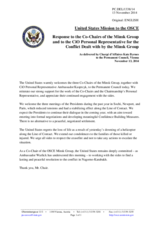 Statement by the Delegation of the United States in response to the addresses by the Co-Chairmen of the Minsk Group and by the Personal Representative of the OSCE CiO, Ambassador A. Kasprzyk, and to the report by the Head of the High-Level Planning Group