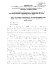 Statement by Ambassador Vyacheslav Gizzatov, Personal Representative of the OSCE Chairman-in-Office on Combating Intolerance and Discrimination against Muslims