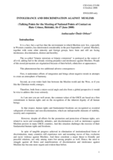Talking points by Ambassador Ömür Orhun, Personal Representative of the OSCE Chairman-in-Office on Combating Intolerance and Discrimination against Muslims