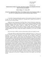 Remarks by Ambassador Omur Orhun, Personal Representative of the Chairman-in-Office of the OSCE on Combating Intolerance and Discrimination against Muslims