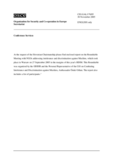 Report of Roundtable Meeting with NGOs Addressing Intolerance and Discrimination against Muslims