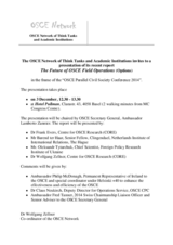Invitation: The OSCE Network of Think Tanks and Academic Institutions presents The Future of OSCE Field Operations report