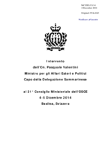 Statement by H.E. Pasquale Valentini, Minister for Foreign and Political Affairs