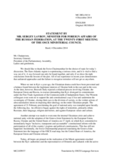 Statement by H.E. Sergey Lavrov, Minister for Foreign Affairs