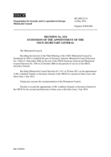 Ministerial Council Decision No. 2 on the Extension of the Appointment of the OSCE Secretary General