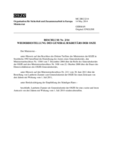 Ministerial Council Decision No. 2 on the Extension of the Appointment of the OSCE Secretary General