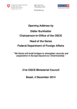 Adress by H.E. Didier Burkhalter, Chairperson-in-Office