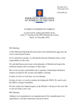 Closing Statement by H.E. Robert Kvile, Ambassador