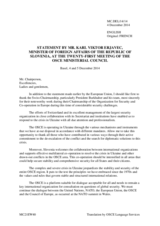 Statement by H.E. Karl Viktor Erjavec, Minister for Foreign Affairs