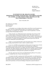 Statement by H.E. Sebastian Kurz, Federal Minister for European and International Affairs and Integration