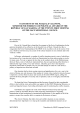 Statement by H.E. Pasquale Valentini, Minister for Foreign and Political Affairs