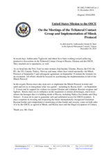 Statement by the Delegation of the United States of America on the meetings of the Trilateral Contact Group and the implementation of the Minsk Protocol