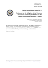 Statement by the Delegation of the United States of America on the Permanent Council Decision No. 1157 on revised financing modalities for the Special Monitoring Mission to Ukraine