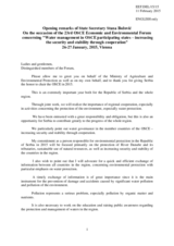 Opening Remarks of State Secretary Stana Božović